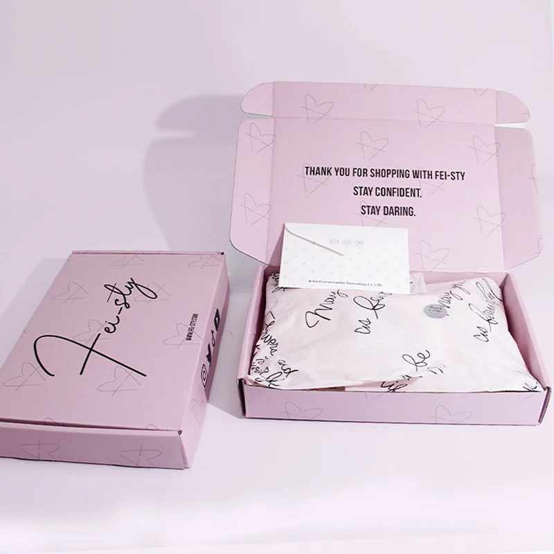 General Mailer Box Bundle Pack ( Paper Card + Wrapping Paper + Small Sticker), Custom Logo Printed Paper Packaging Mailing Box