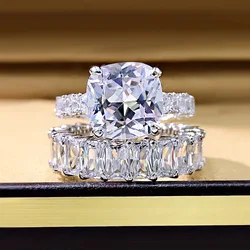 sterling silver wedding rings set women luxury cubic zirconia cz diamond couple rings for lover valentine wedding bridal jewelry