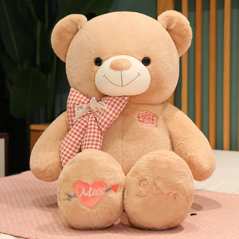 CE/ASTM OEM 2024 New Loli Big Bear Doll Bow Tie Bear Plush Toy Sofa Decoration Cushion Holiday Gift
