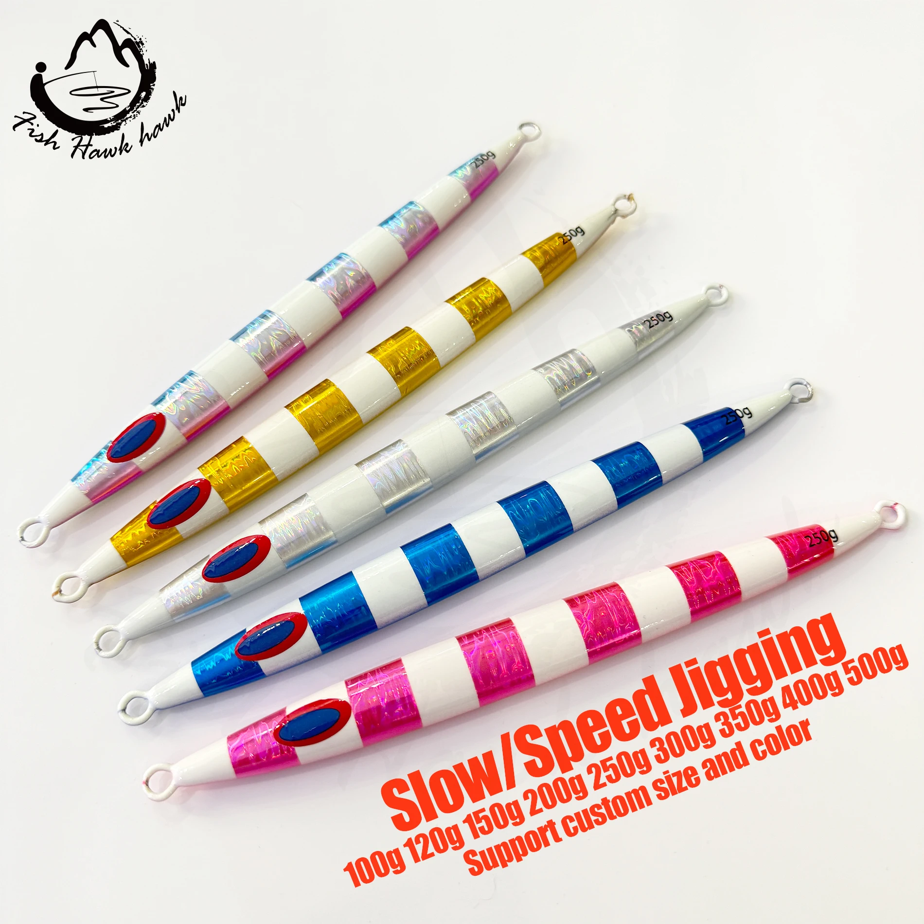 Wholesale 100g 120g 150g 200g 250g  300g 350g 400g 500g luminous slow pitch jigging lure for saltwater metal lead fishing lure