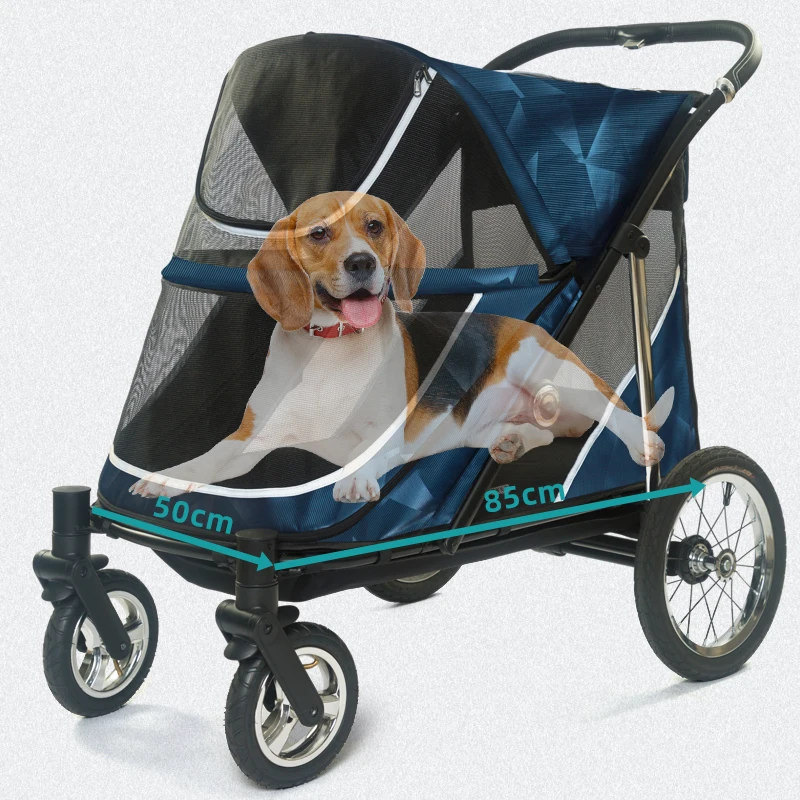 2025 New Large Waterproof Pet Stroller 40kg Big Dog Stroller Sturdy Large Space Carrier Dog Pet Stroller with Metallic Texture