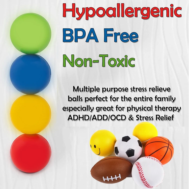 China Factory Price Stress Balls Pu Foam Bulk Squeeze Toys Stress Kids Children Ball With Custom Shape