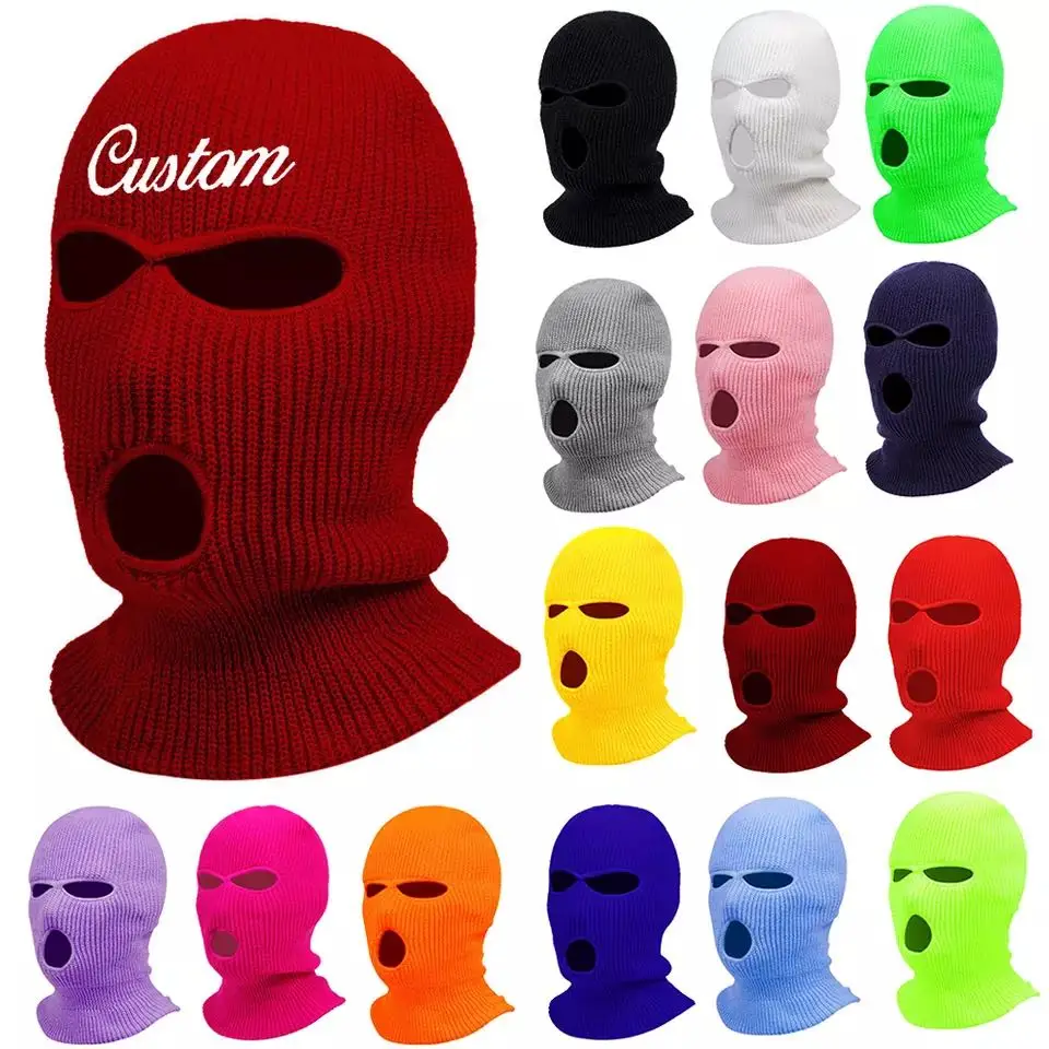 Wholesale Adult Men 3 Hole Ski Masks Sport Cover Face Knitted Beanie Hat full face caps