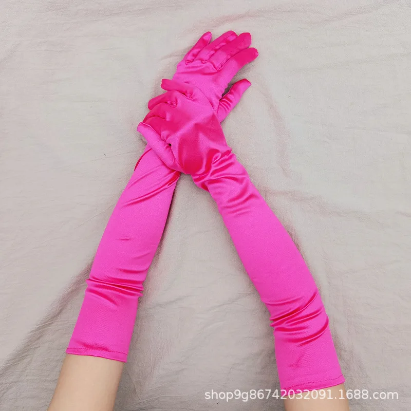 Stock Wholesale Fashion Party Wedding Long Elbow Bridal Satin Gloves For Women