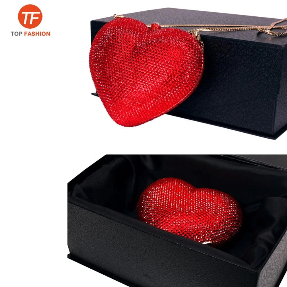 
Luxury Heart Shape Crystal Women Clutch Bag Rhinestone Evening Bag Party Purse from Factory Wholesales 