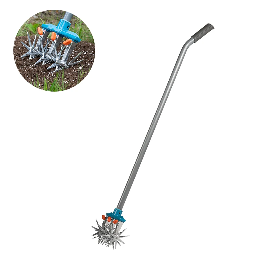 Grass Aerator Tool Garden Rotary Tiller Hand-Held Garden Cultivator Manual Rotary Cultivator