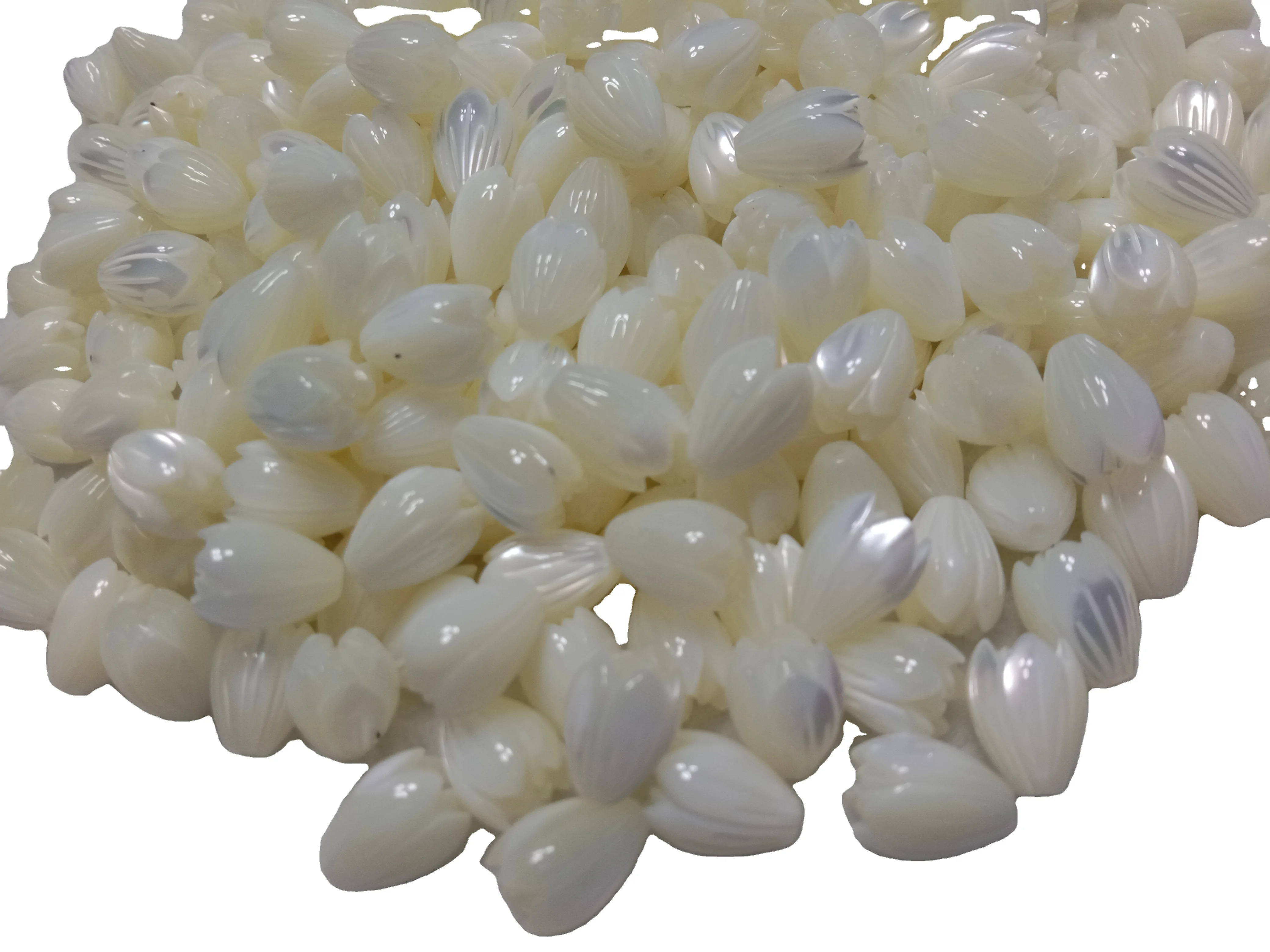 Natural White Shell Vintage Tulips White MOP Flower Beads White Mother of Pearl Tulip Flowers 10X13