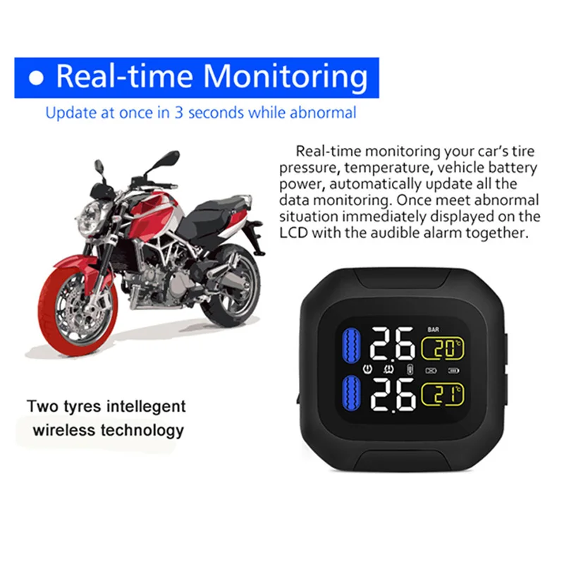 Careud External Sensor Monitor Motorcycle Moto Bicycle Tire Pressure Monitoring System Tyre Wireless Best Tpms