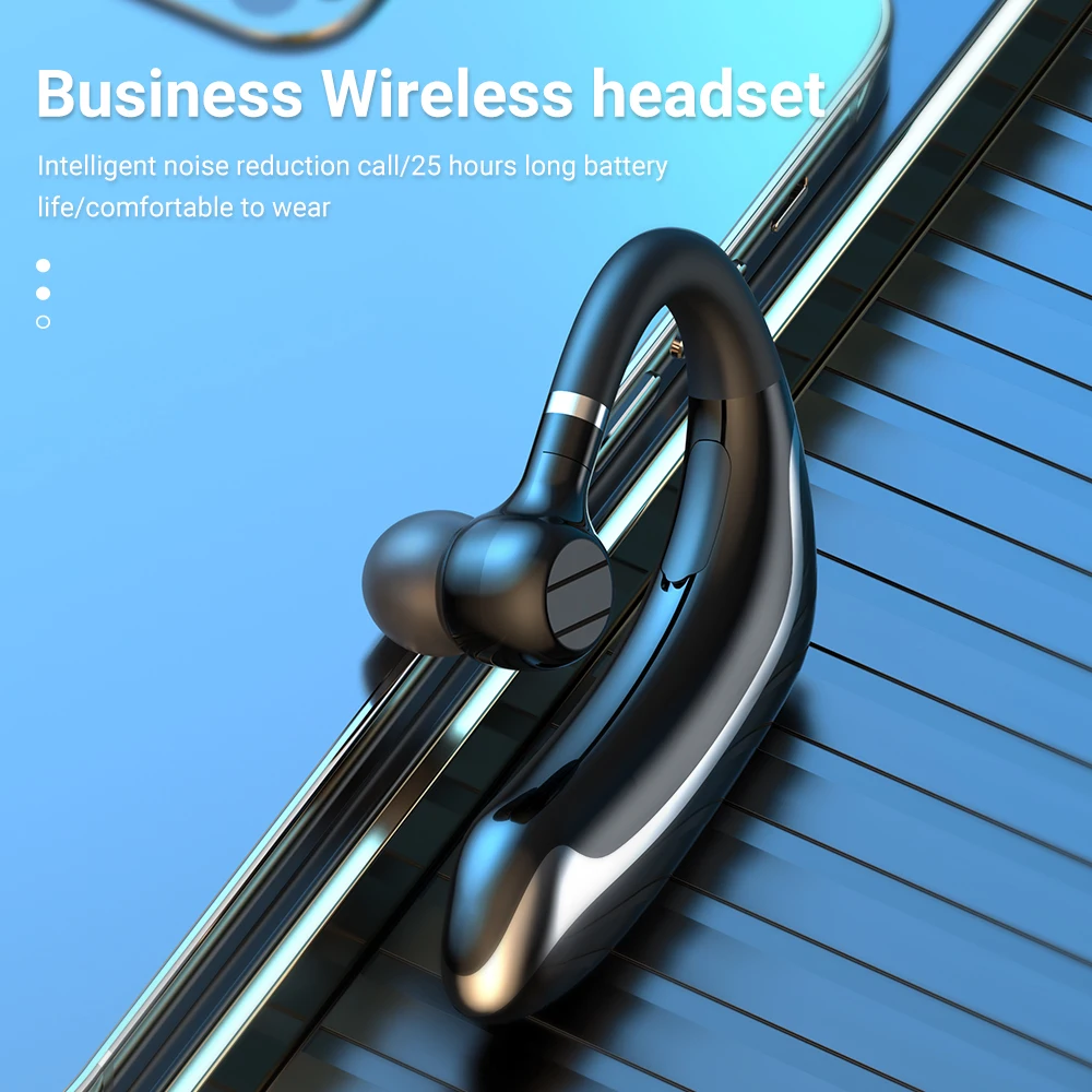 Langsdom Wireless Bluetooth Earphones Single Ear Hook Business Stereo Headphones Headset Handsfree Sports Earphones With Mic