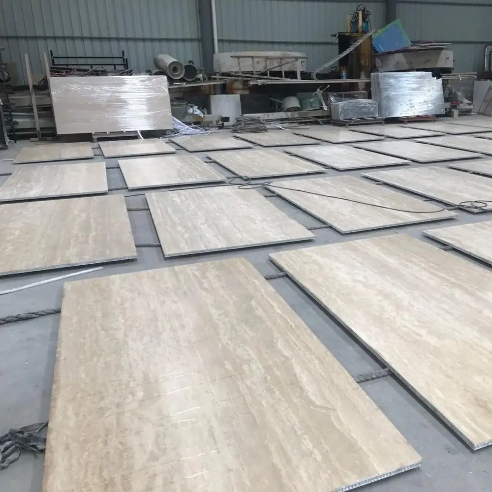 Aluminum Honeycomb Stone Beige Export Travertine Composite Panels For Walling