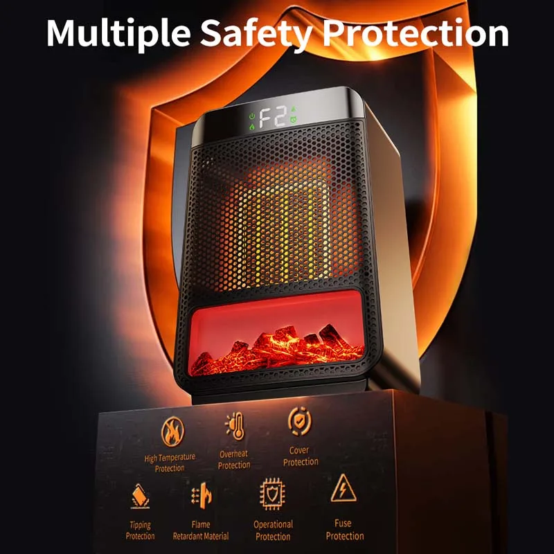 Fireplace Rapid Expansion Flame Heater Home Desktop Flame Heater with Overheat Protection Thermostat Control Air Heater Fan