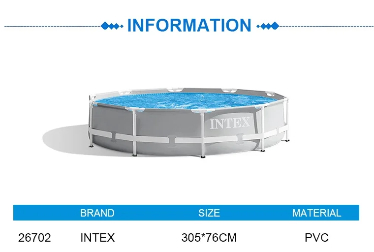 
INTEX 26702 10FT X 30IN Above Ground Steel Round Pool for Swimming Pool Garden Frame Pool 