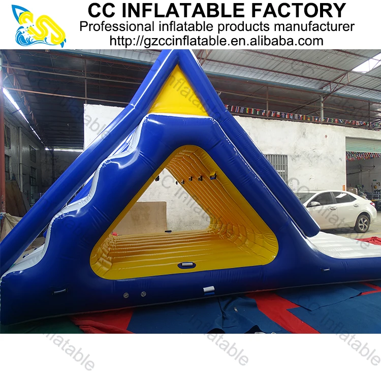 Factory lake water slide inflatable water climbing tower toy floating inflatable slide