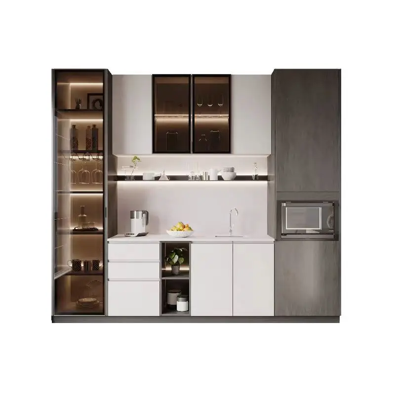 Free 3D drawing high end quality project  high gloss UV  simple  modern small kitchen design