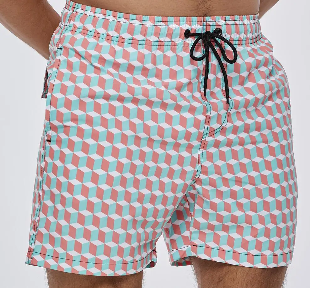 Swimwear Swimsuit Custom Pocket Quick Dry Breathable Men Male Sportswear Print Swim board shorts for Men Beach