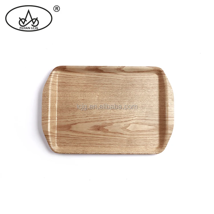 Customizable Rectangle Willow Wooden Food Serving Tray Wholesale Anti-Slip Coating Bent Wood Tea Tray