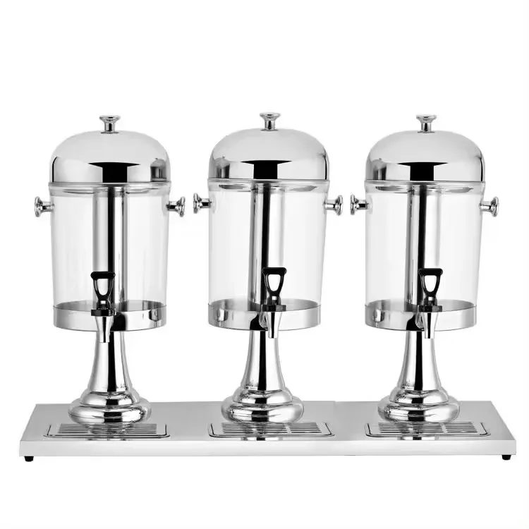 Commercial Stainless Steel Chafing Dish Buffet Ware Glass Beverage Dispenser Stand Manual Juice Jar Dispenser With Tap