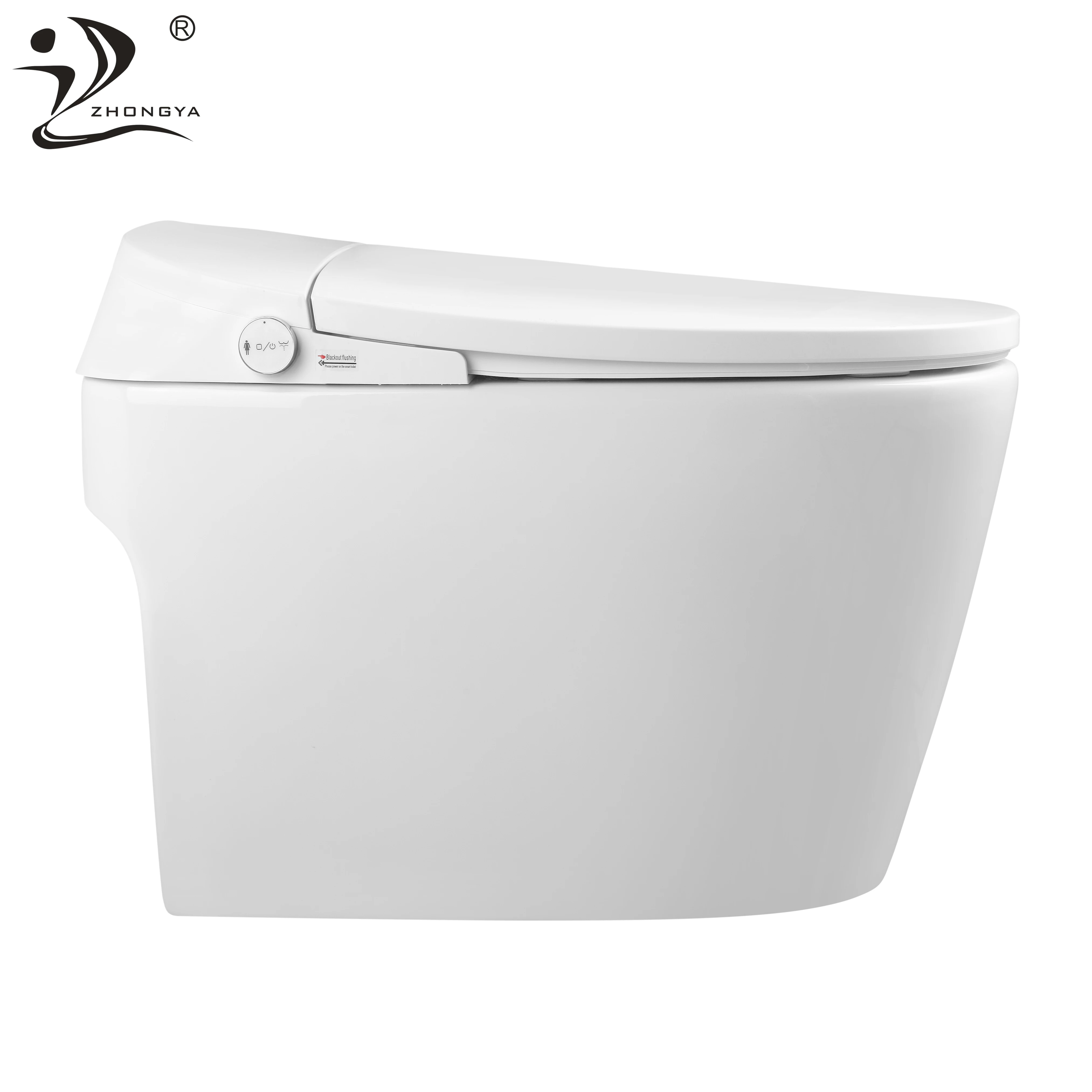 ZHONGYA Oem E525 hot sale one piece intelligent toilet bowl floor mounted bathroom smart toilet with water tank
