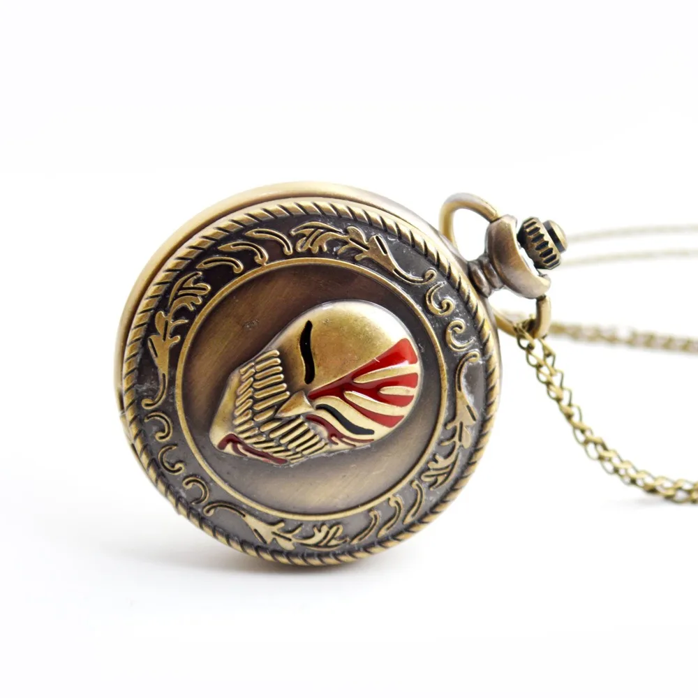 Vintage Bronze Skull Face Mask Engraved Quartz Pocket Watch for Man Woman New Creativity Pendant Watch Antique Timepiece reloj