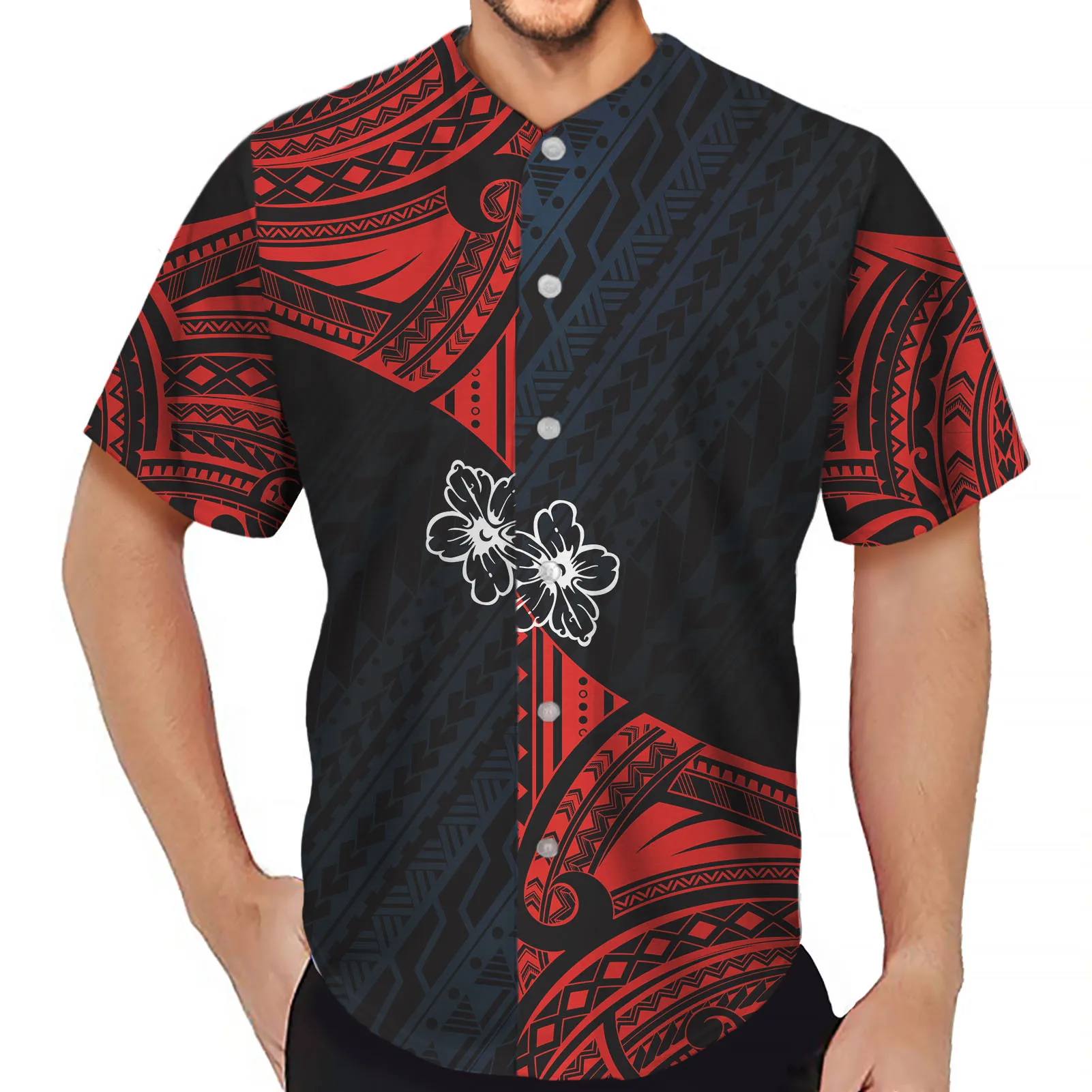 Luxury Polynesian Tribal Mens Buttons T-Shirt 3D Shirt Streetwear Printed Top Tees Hip Hop Custom Made Baseball Jersey T Shirt