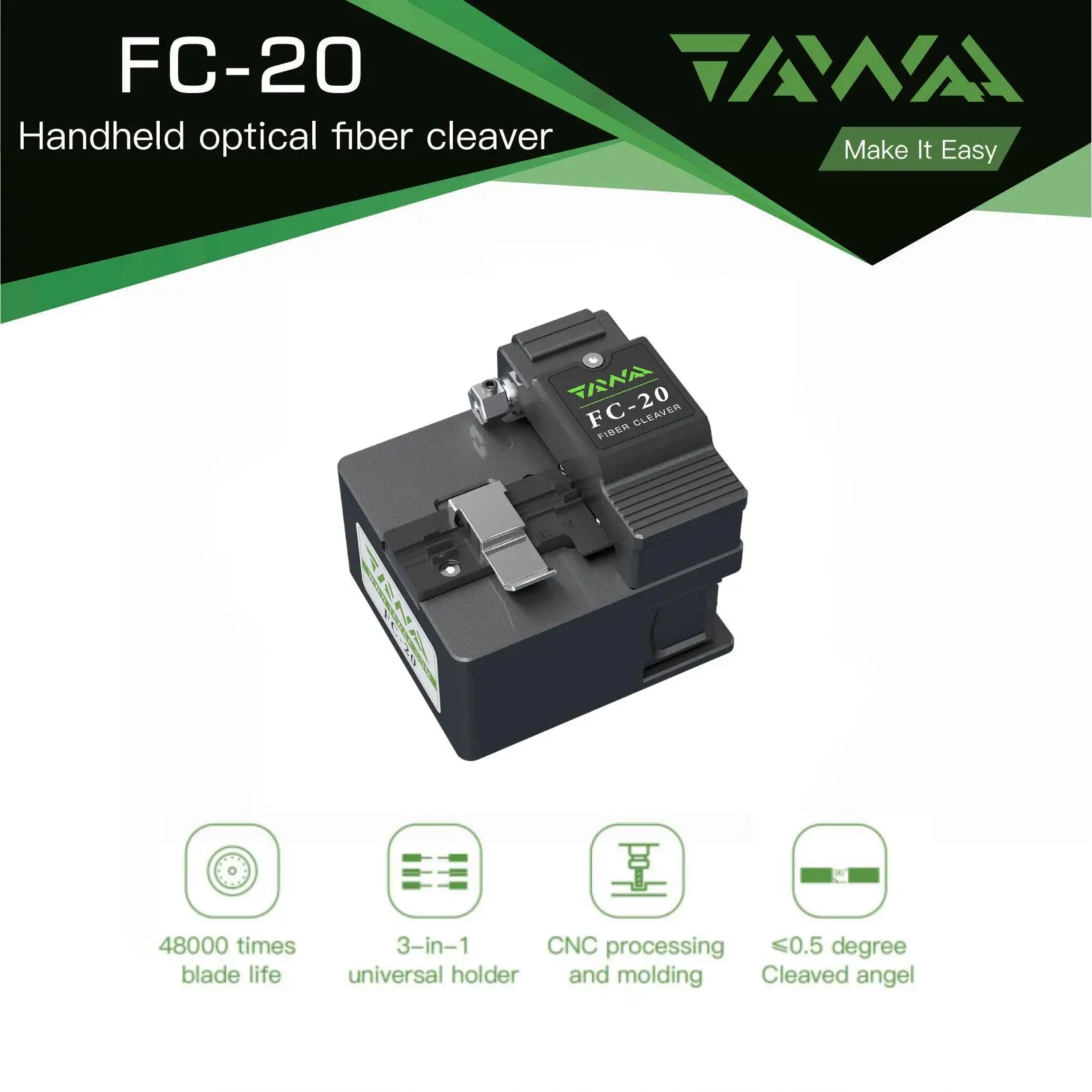 High Precision Original TAWAA FC-20 Fiber Cleaver 3-in-1 Universal Holder All-In-One Holder 48000 Times Blade Life FX39 GX37