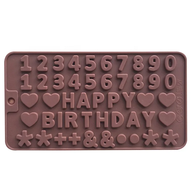 Hot sell Letters +Happy Birthday/Numbers /Symbols Mold Silicone Digital Chocolate cake Mold Decorating tools