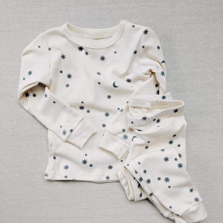 Organic Cotton 2pcs Soft Breathable Pajamas Set Wholesale Custom Kids Sleep Wear Children Pajamas