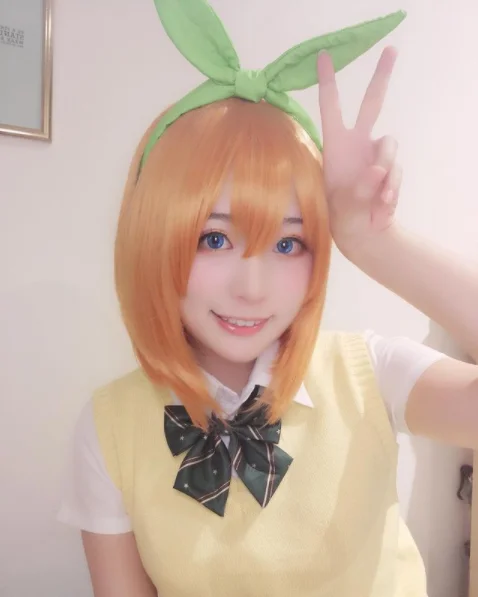Ainizi synthetic Bob orange Japanese anime The Quintessential Quintuplets series role of Nakano Yotsuba cosplay wig for girls