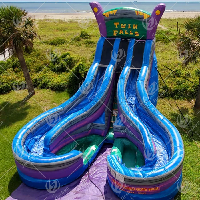 PVC Twin Falls Double lane corkscrew water slide Water Park Slides Combo Slider Bouncy Castle Inflatable Pool Slide waterslide
