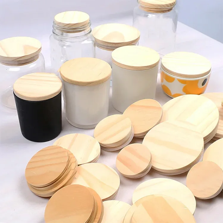 Candle Glass Jars Bamboo Lids Wood Covers 70mm And Other Size Bamboo Wooden Lids For Candle Jars