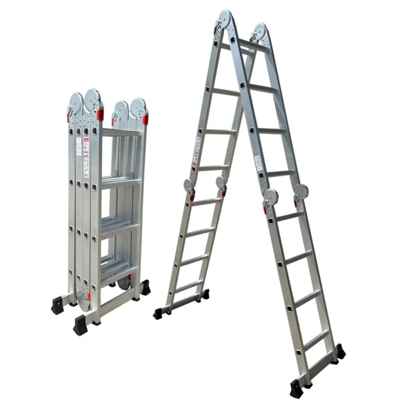 EN131 Aluminium Step Platform Ladder Portable Stairs AM0112A With Plastic Feet Roofing Ladder Hoist