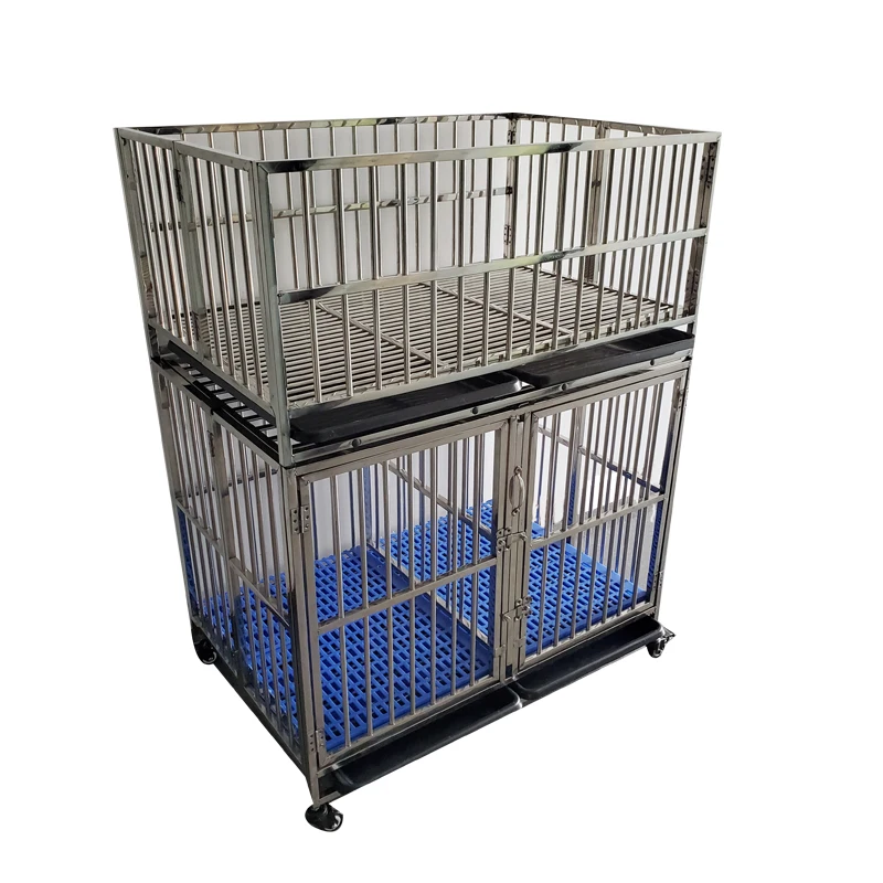 Large Stainless Steel Wooden Dog House Pet Transport Kennel Breathable Metal Mesh Dog Cage