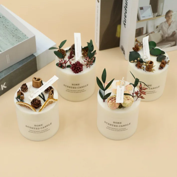 New Arrival Flower Aroma Craft Candle Cotton Gardening Style Plant Aroma Candle Soy Wax Scented Candle