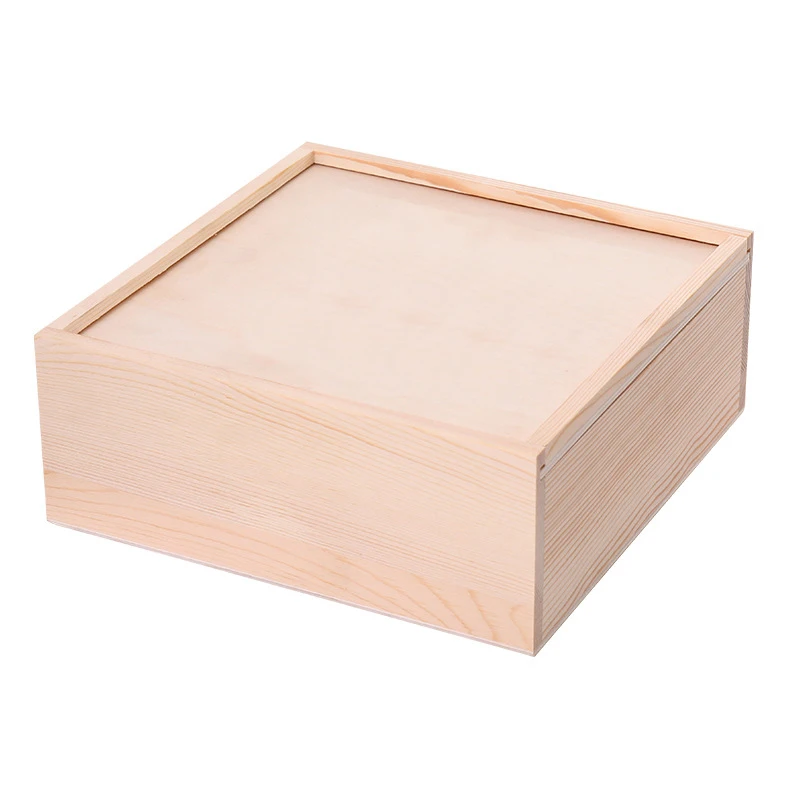 Custom Logo Wooden Box With Lid Solid Pine Wood Keepsake Gift Boxes Wood Storage Box
