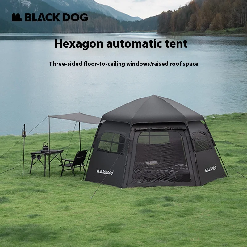 Outdoor hexagonal automatic fast open camping tent portable folding vinyl sun and rain protection