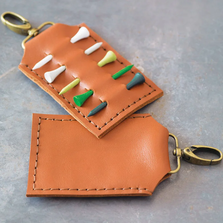 OEM Genuine Leather Custom Golf Tee Personalized Golf Tees Holder Gift for Golfer