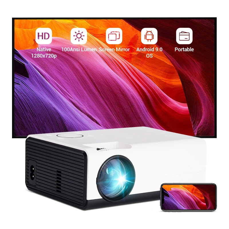 Wholesale Mirroring Version 100 ansi lumens led 4k movie lcd projector 1080p for iphone christmas gifts outdoor new projectors