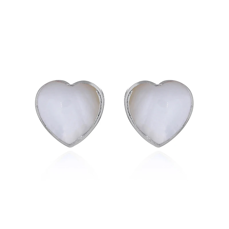 Tiny Heart Mother of Pearl 925 Silver Stud Earrings Wholesale Sourcing for Retailers from Thailand Wholesaler