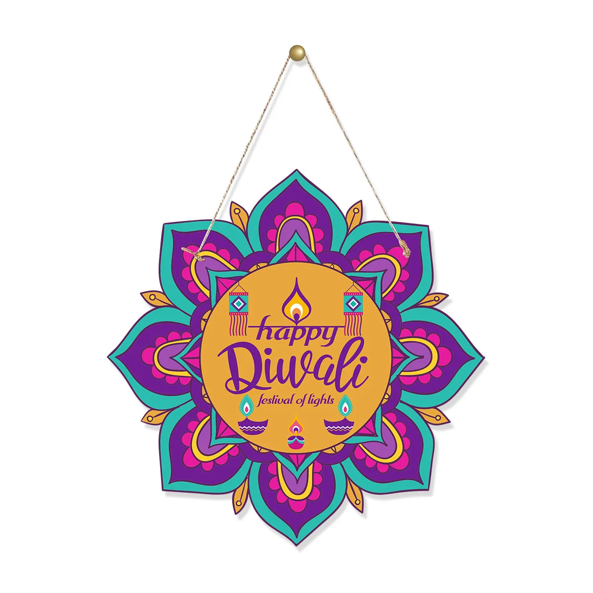 Happy Diwali Hindu Rangoli Diya висит на двери окна флаг вывески для фестиваля огней дом торговый центр магазин Паб Бар украшение вечеринки