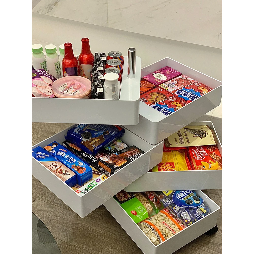 Nordic Multi Function 360 Degree Rotation Movable Plastic Storage Drawers on wheels  With 5 Filling Draw