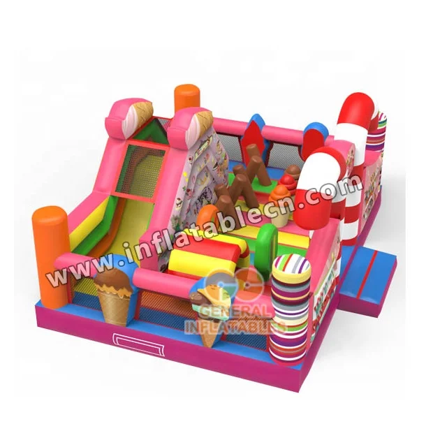 funny children party game inflatable candy funland with inflatable bounce house,jumping castle and slide