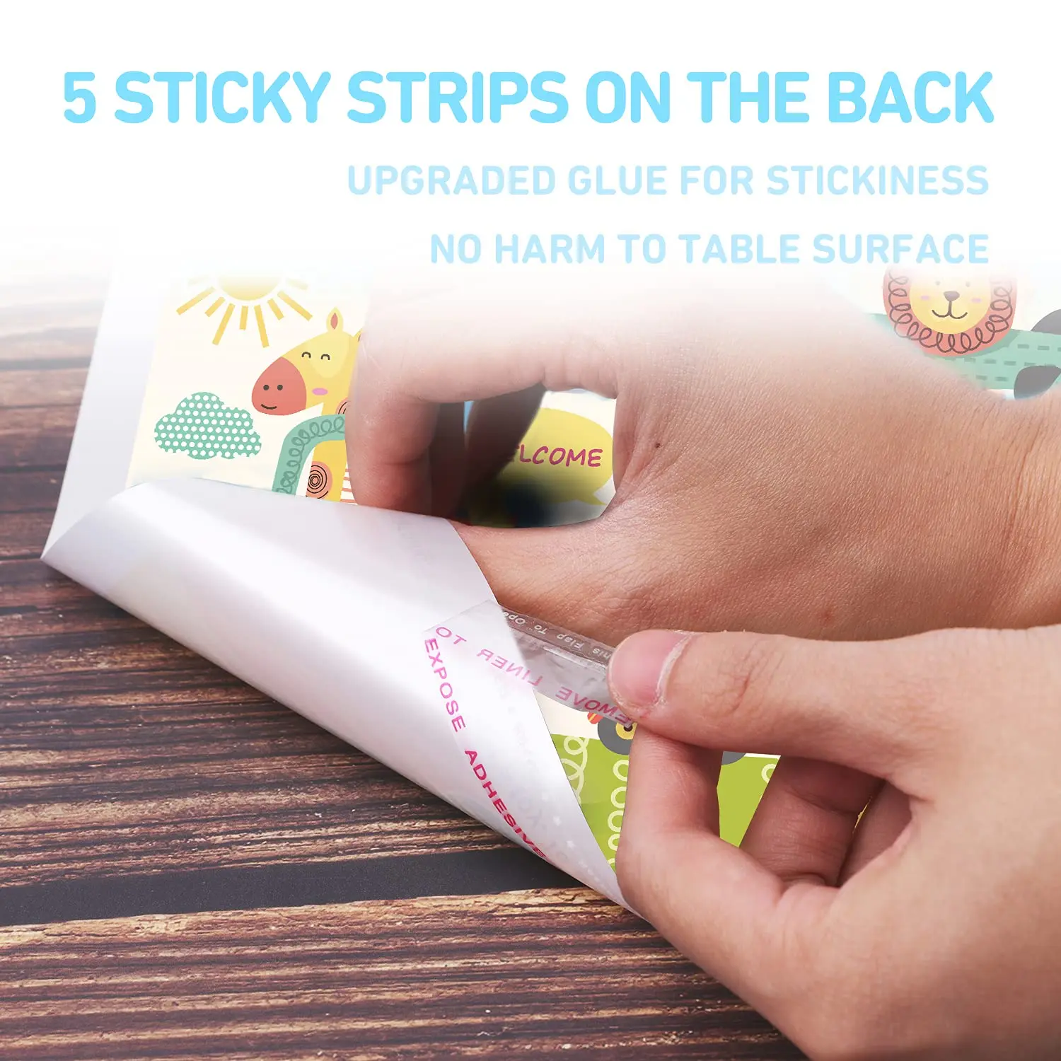 40 Packs Anti-Skidding Cute Pattern Disposable Stick-on Placemats Table Mats For Baby Kids
