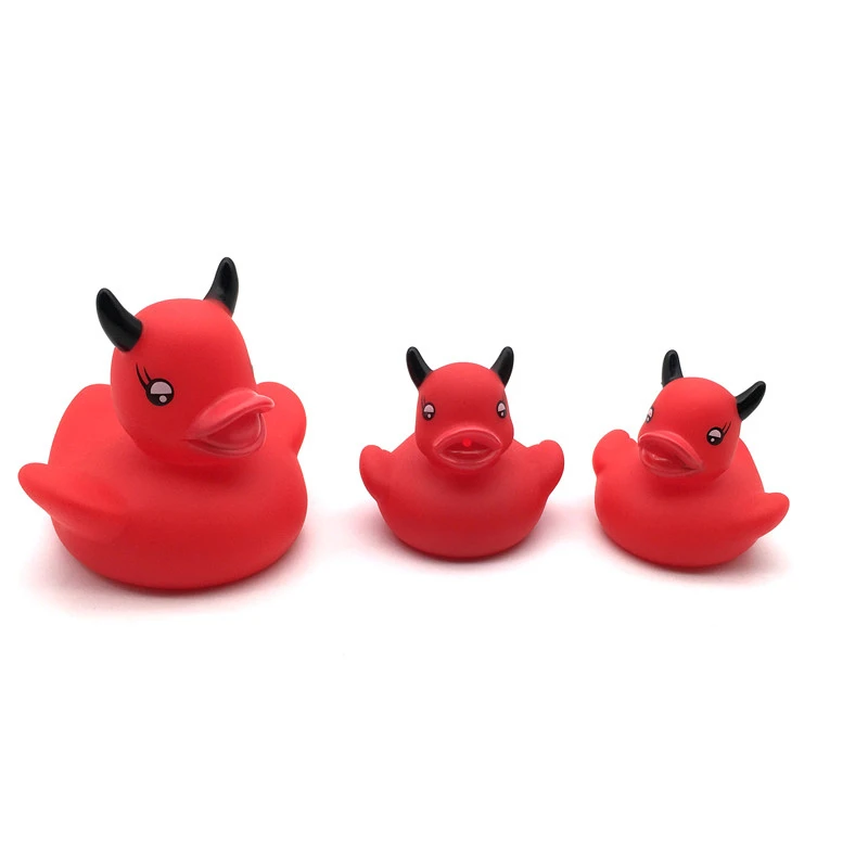 Хит продаж, мягкие игрушки унисекс, маленькие игрушки, экологически чистые ПВХ пластиковые утки для ванны, Красная резиновая утка