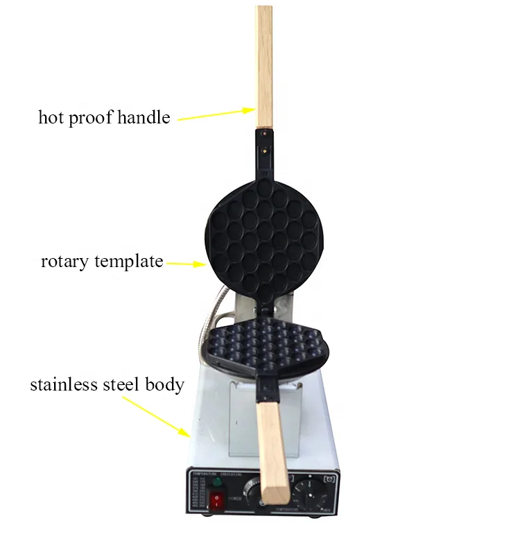 Snack machine commercial non-stick surface egg bubble waffle maker with Timer thermostat