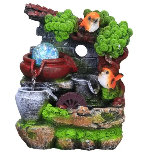 Indoor Fountain Small Rockery Desktop Mountain Cascading Waterfalls Resin Water Fountain For Sale
