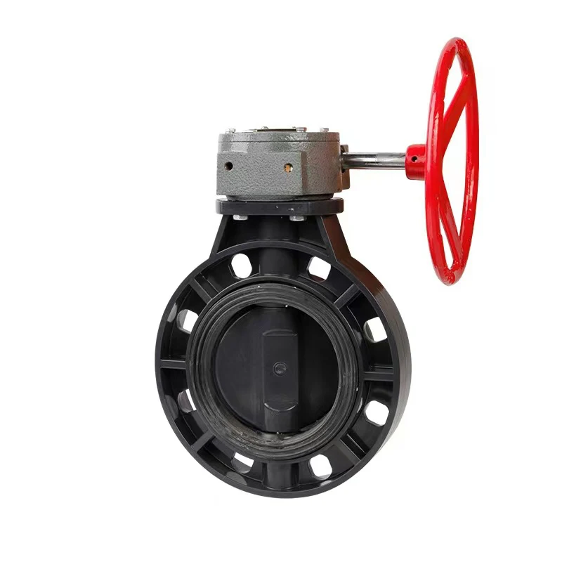 Hot sale jis 10K DN200 Worm Gear PVC Wafer Type corrosion chemical resistance Butterfly valve for sea water