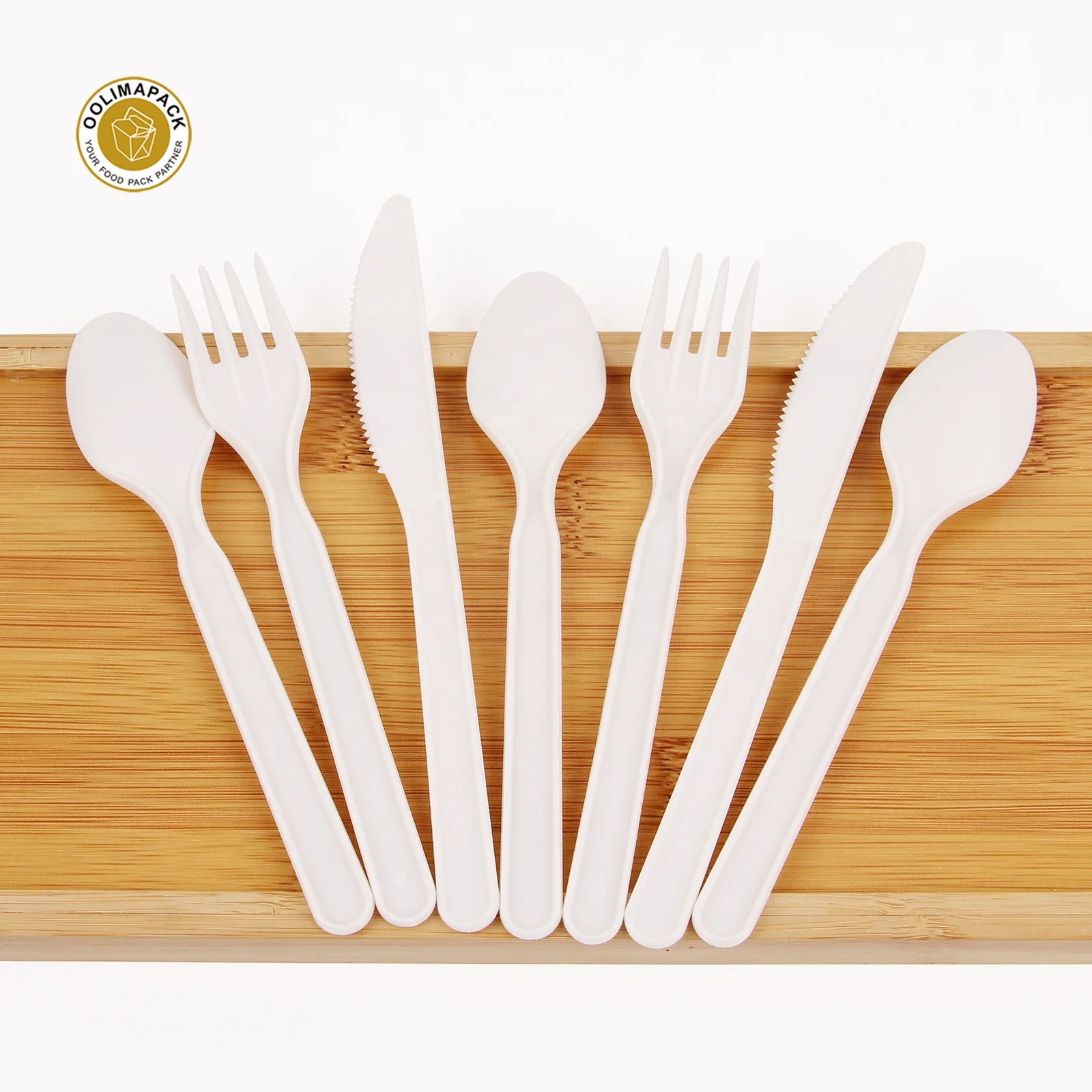 Disposable 100% compostable biodegradable compostable cornstarch CPLA 7inch 17cm cutlery utensils (knife,fork,spoon)