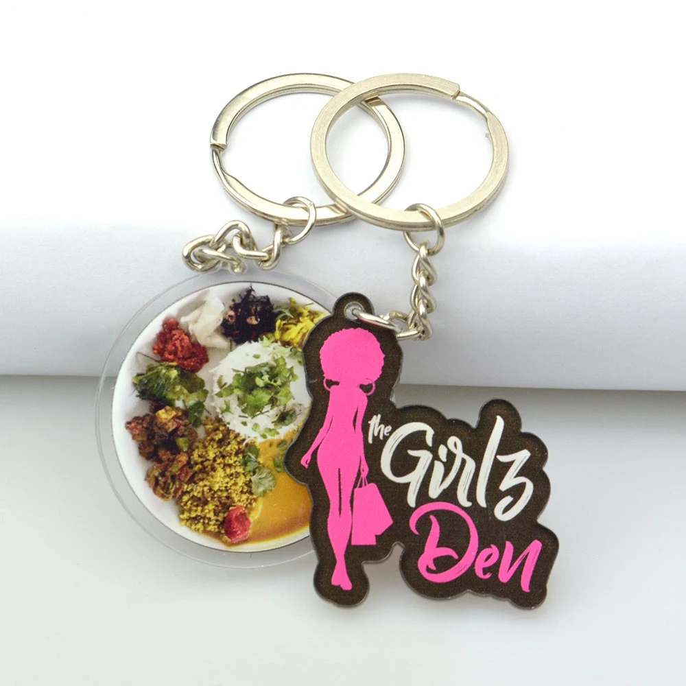 Custom Bulk Promotional Logo Cute Kawaii Cartoon Anime Clear Resin Glitter Acrylic Plastic Keychain Charm with Epoxy