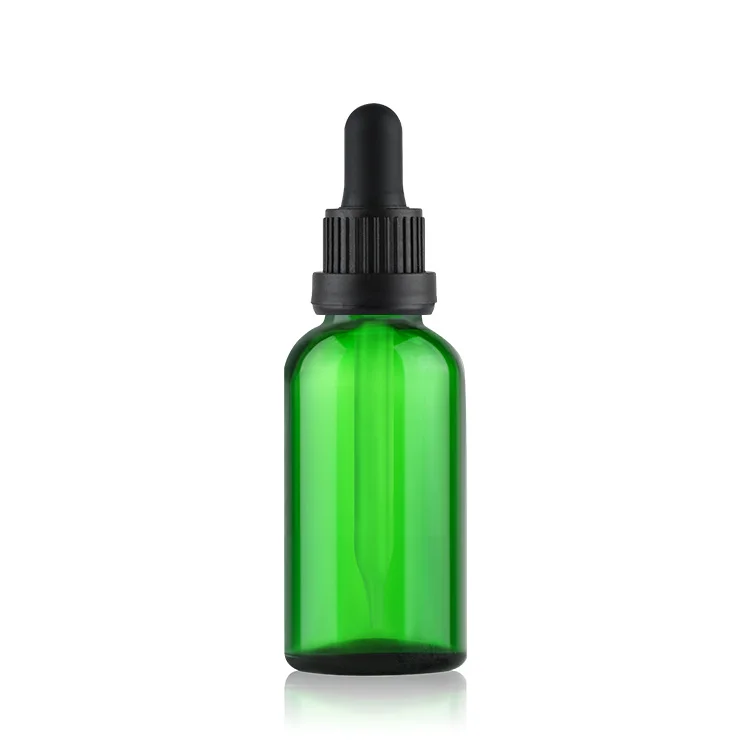 in stock wholesale custom print dark green 30ml glass dropper bottle with black tamper proof cap