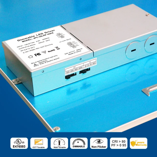 2x2ft 40W CRI>80 watts and cct tunable white led panel light